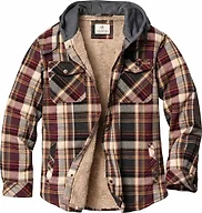 Legendary Whitetails Mens Hooded Plaid Flannel Berber Lined Shirt Jacket