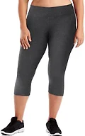 JUST MY SIZE Active Plus Size Capri Leggings, Stretch Jersey Capri Pants Granite Heather