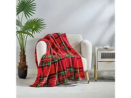 Noble House NH-Green-Red Plaid Throw 50x60 Green Red Pl