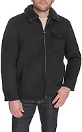Tommy Hilfiger Men's Wool Blend Jacket With Sherpa Collar, Black, Small
