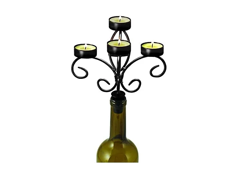 Boulevard Wine Bottle Candelabra, Black
