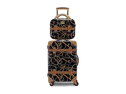 World Traveler Chariot 2-Piece Vintage Hardside Carry-On Luggage Set, Posh Black