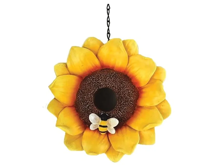9.5" Sunflower Birdhouse Brown