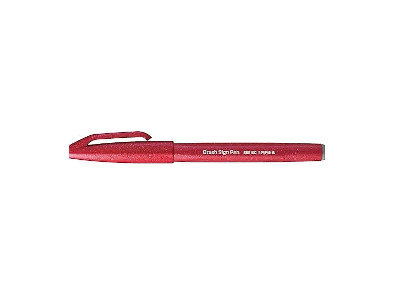 Pentel Brush Sign Pen SES15C-12 Fibre-Tip Pen 10 red