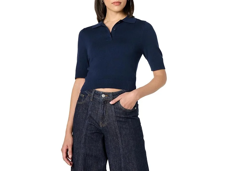 The Drop Women (XXS) Gero Short Splitneck Polo Tee