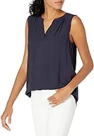 Amazon Essentials Women's Relaxed Fit Sleeveless V-Neck Woven Shirt, Navy, XX-Large