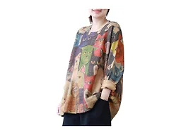 YESNO Women Sweater Graphic Printed Oversized Pullover Sweaters Casual Loose Knit Tops