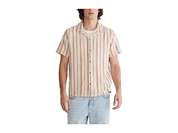 Aeropostale Men's Vertical Stripe Button Up Shirt, Brown, Large