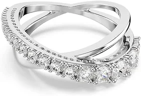 Swarovski Hyperbola ring, Mixed cuts, White, Silver-tone finish