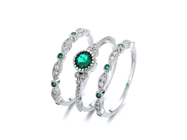 Bezel French Miligrain Ring Set