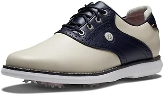 FootJoy Women's Traditions Previous Season Style Golf Shoe, Cream/Navy, 5.5