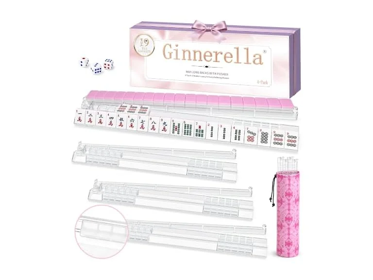 Mahjong Racks with Pushers Set of 4 Clear Acrylic 