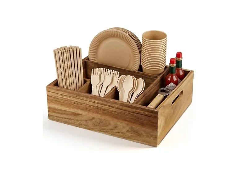 PrecisionAuto Acacia Wood Utensil Caddy