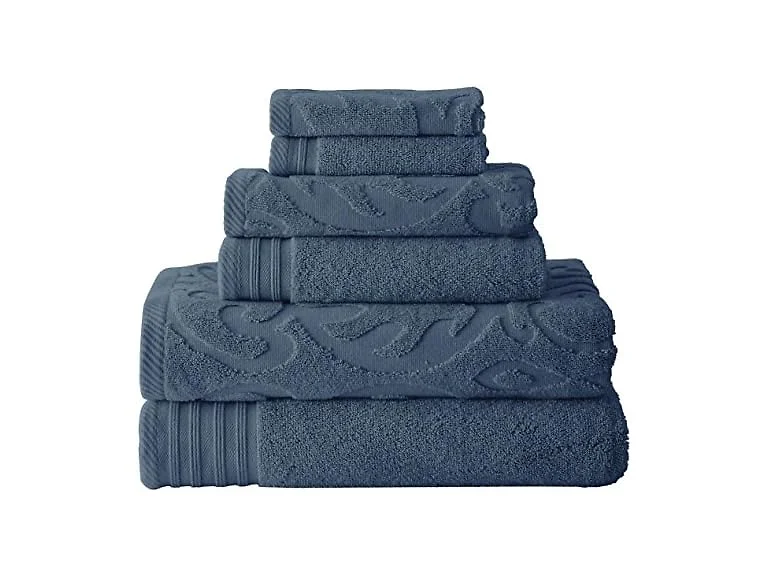 Modern Threads 6 piece Jacquard/Solid Towel Set
