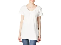 Hanes Women's Shirts, Slub Cotton Shirred V-Neck Tee, Cotton T-Shirts for Women, Women’s Tee Shirts