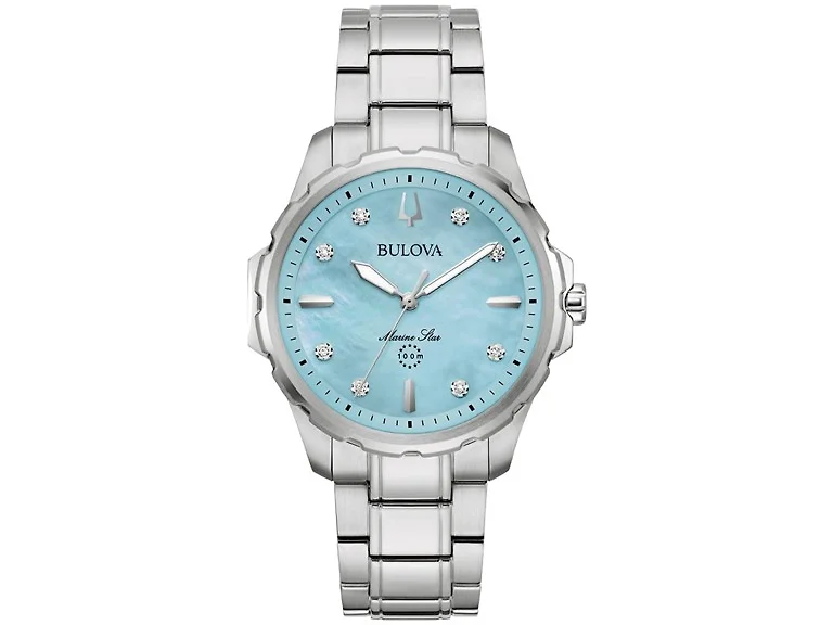 Bulova Women's Blue Dial Stainless Steel Watch