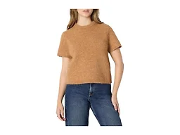 Amazon Essentials Women's Relaxed-Fit Faux Mohair Short Sleeve Sweater Top, Camel Heather, X-Large