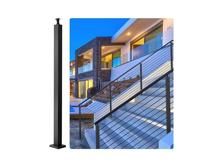 Cable Railing Post, 42" x 2" x 2" Steel Level