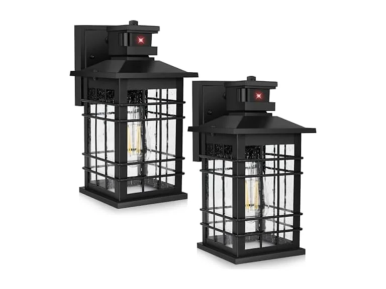 Motion Sensor Wall Sconce 2-Pack Black