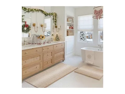 BSICPRO 2 Piece Bathroom Rug Set- Beige