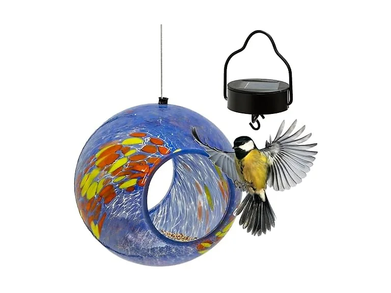 Sunnydaze Fire & Ice Solar Glass Bird Feeder