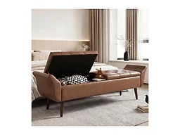 ZZW 6022 ZZW Storage Ottoman Bench 64 Leather End of Bed Be