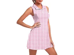 FKEEP Women's Golf Tennis Dress Athletic Workout Dress with Shorts and Pockets (Pink Plaid, M)