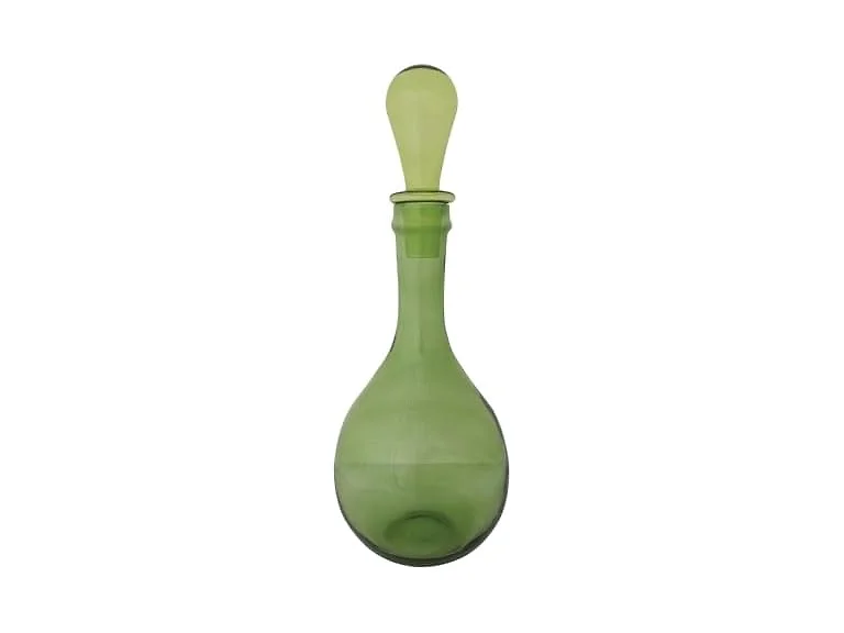Creative Co-Op 3-Quart Round Glass Decanter with Stopper, Green