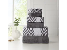Kathy Ireland 4930 6 Piece Chevron Jacquard Towel Set wit