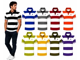 Pacific Eagle 4PKPPCSTRIPE-S Small {4PK} Mens Stripe Short Sleeve Polos Assorted
