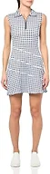 FKEEP Women's Tennis Golf Dresses Zipper V-Neck Sport Activewear with Shorts and Pocket Workout Athletic (Black Plaid, L)
