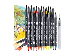 TOSHARE 24 Colors Blendable Watercolor Markers for Adults 2026 Professional Double Tip Paint Pens with 1 Water Brush Pen Water Based Coloring Pens Drawing Markers Set with Flexible Brush Tip