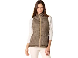 Amazon Essentials Women's Mid-Weight Puffer Vest, Olive Cheetah, Medium