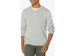 Amazon Essentials Men's Regular Fit Cotton V-Neck Pullover Sweater (Available in Big & Tall), Light Grey Heather, Small