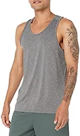 Amazon Essentials Men's Quick Dry Tech Stretch Active Sleeveless Gym Tank Top Workout Shirt, Black Heather, Large