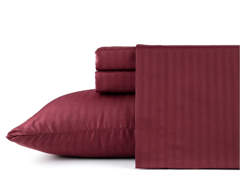 Bibb Home 1500 Series Damask Stripe 4 Piece Sheet Set