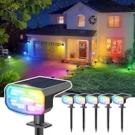 DAMINY Color Changing Solar Spot Lights 9 Lighting Modes,Outdoor Waterproof IP65,Multicolor RGB Spotlight for Gardens,Porches,Landscape,Yard Deconrations