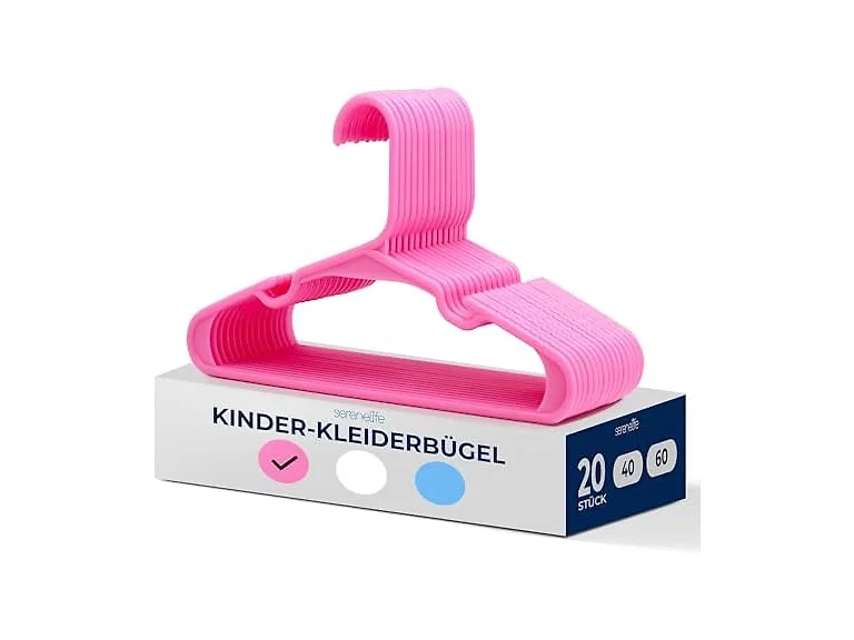 SereneLife 20 Pack Plastic Kids Hangers Pink