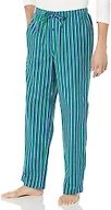 Amazon Essentials Men's Flannel Pant and Long-Sleeve T-Shirt Pajama Set, Blue Green Stripe, XX-Large Big
