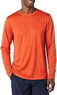 Amazon Essentials Men's Performance Tech Long-Sleeve T-Shirt, Orange, Small