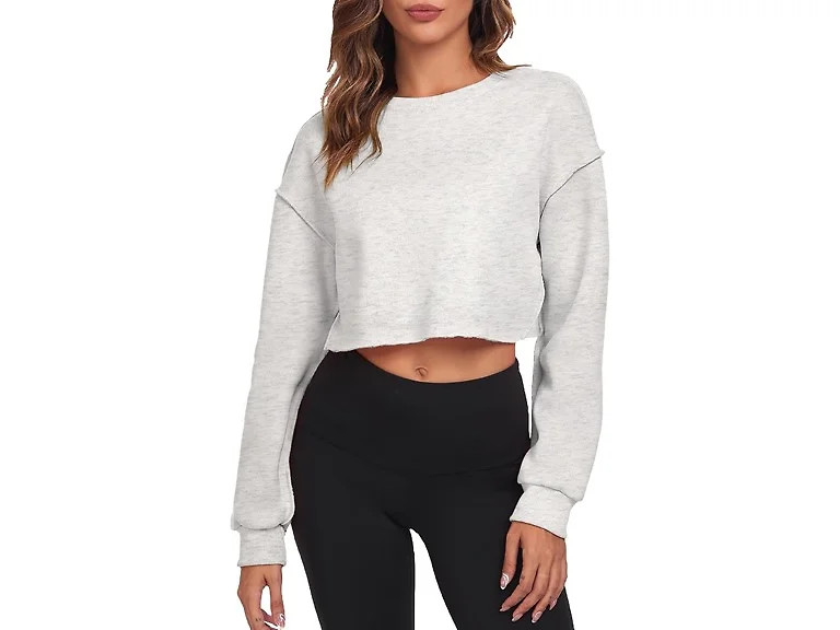 FKEEP Women (XXL) Cropped Sweatshirts Tops Grey A