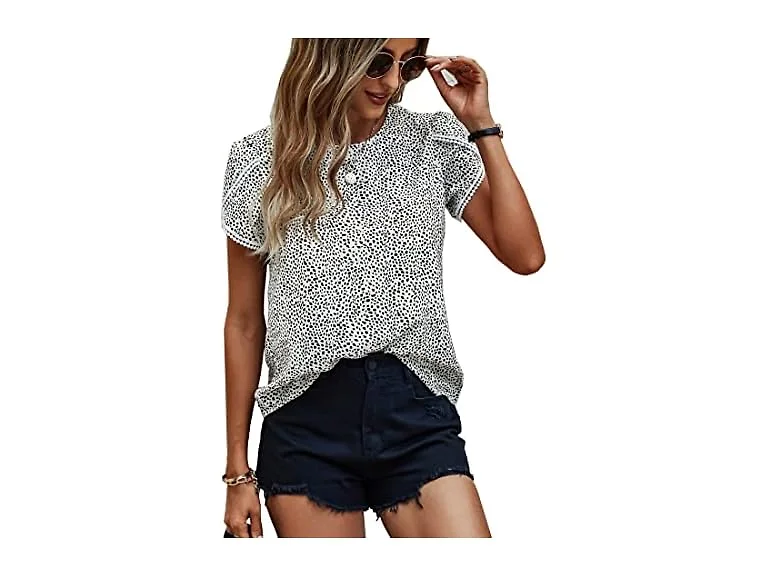 Angashion Women (XL) Tops Casual Lace Crochet Top