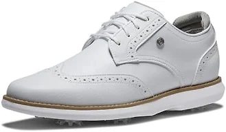 FootJoy Women's Traditions Shield Tip Golf Shoe, White/White/White, 9.5