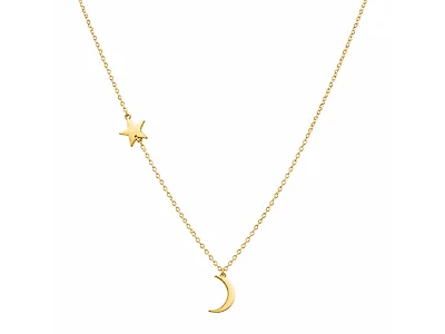 18K Gold Plated Moon & Star Necklace