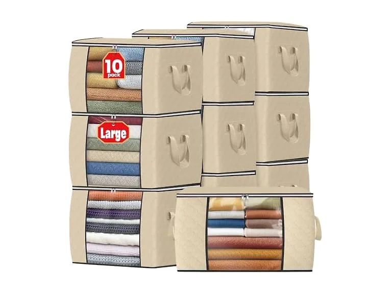 Fab totes 90L Beige 10 Pack Storage Bags