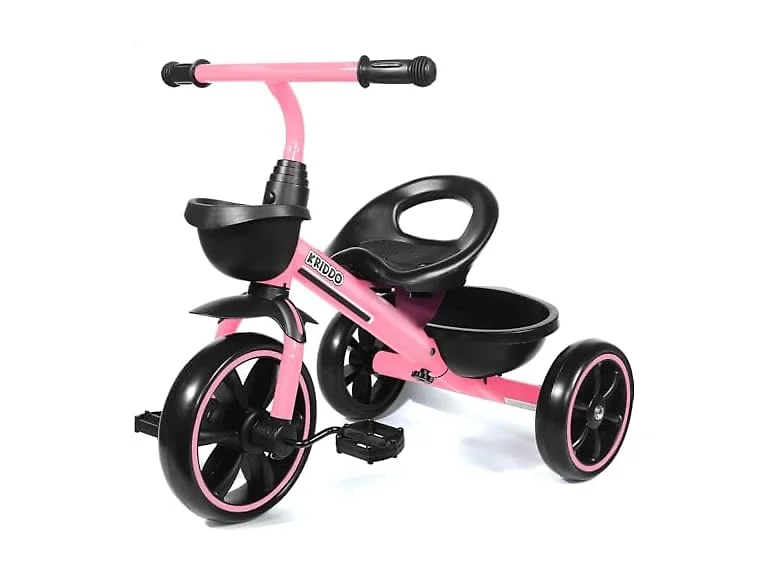 KRIDDO Toddler Tricycle, Tool-Free Trike, Pink