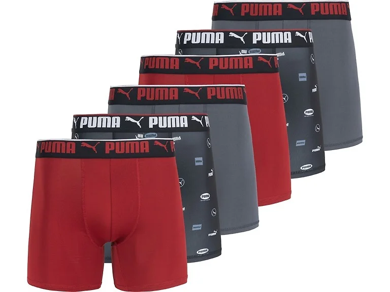 PUMA Mens 6 Pk Sport Boxer Briefs
