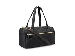 Amazon Essentials Women's Quilted Weekender Duffel Gym Bag with Trolley Sleeve, Black, One Size
