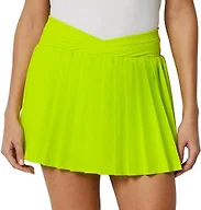 Amazon Essentials Women's Women's Performance Stretch Woven Pleated Tennis Skirt with Built-in Shorts and Pockets, Lime Green, Medium
