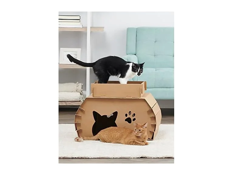 Carlson Cat Camper & Scratcher, Cardboard Cat Playhouse